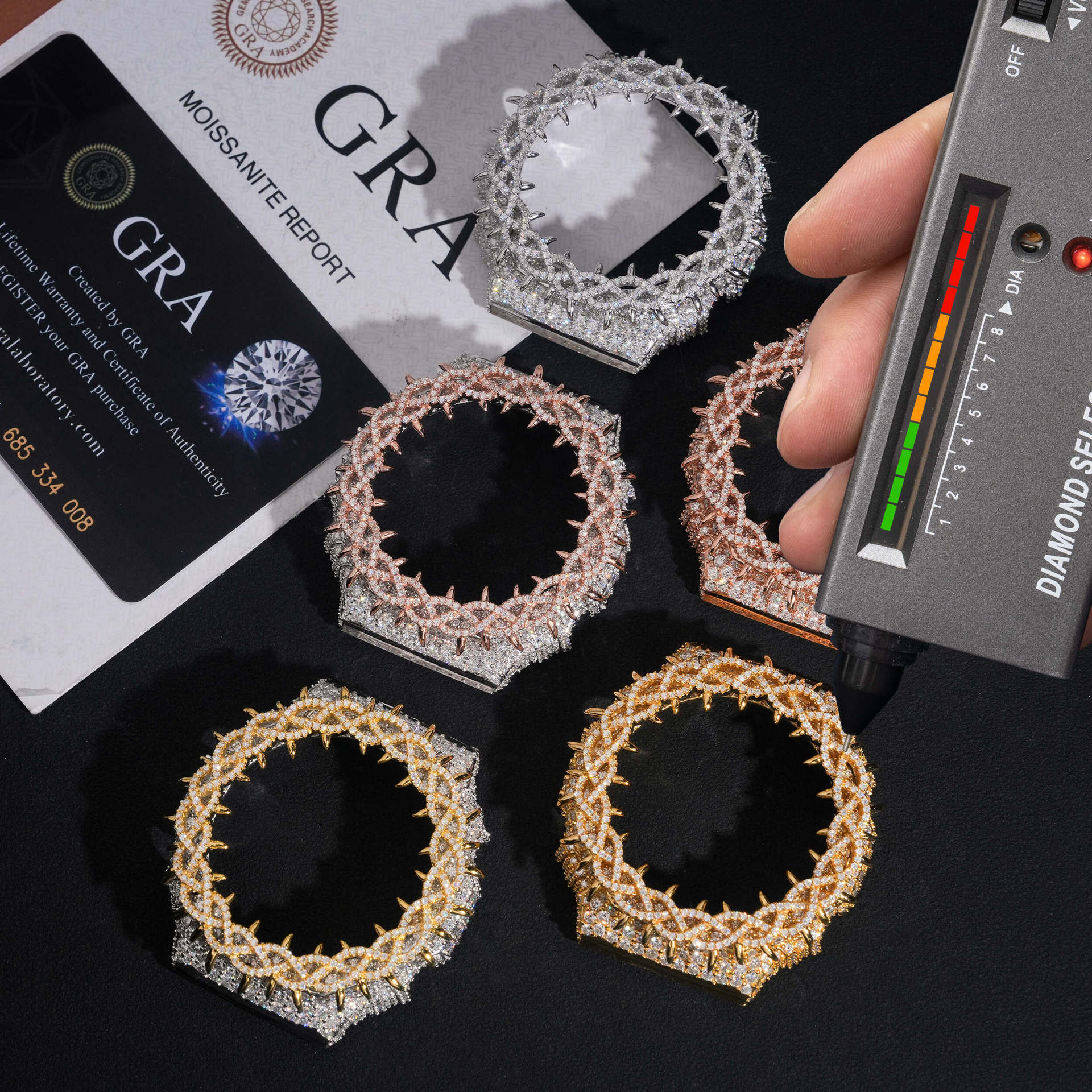 Moissanite Watch Case — Thorn Chain for G-Shock GA-2100, 925 Silver